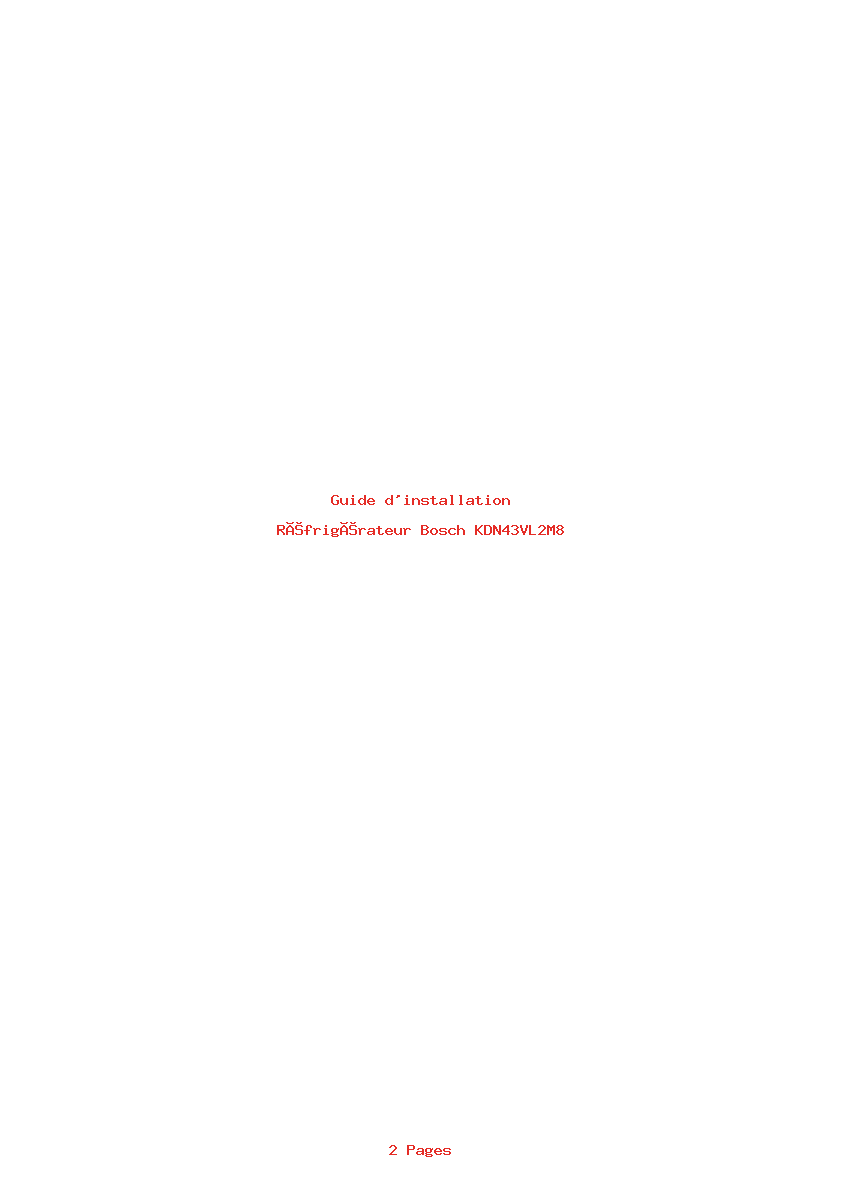 Page 1 de la notice Guide d'installation Bosch KDN43VL2M8