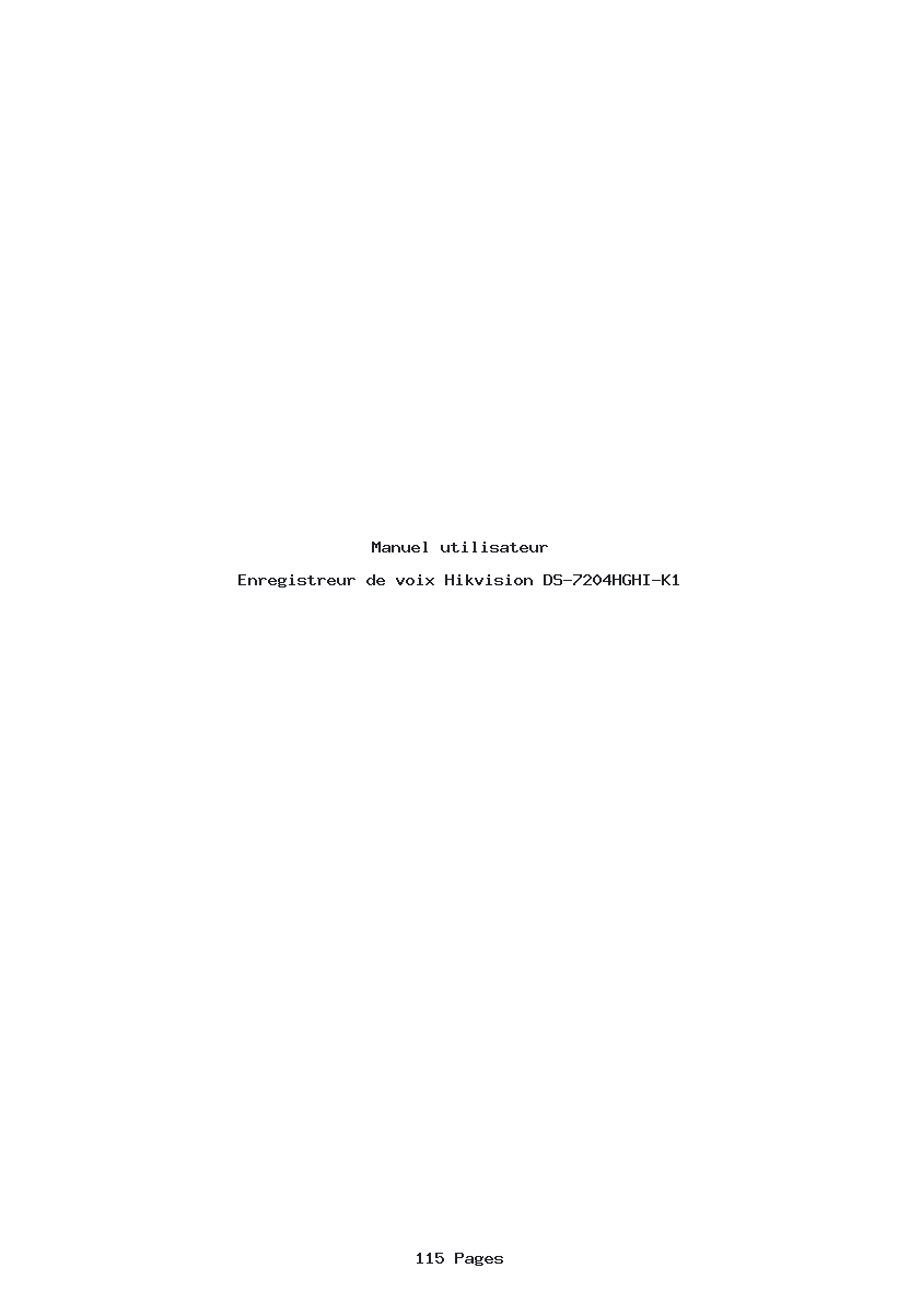 Page 1 de la notice Manuel utilisateur Hikvision DS-7204HGHI-K1