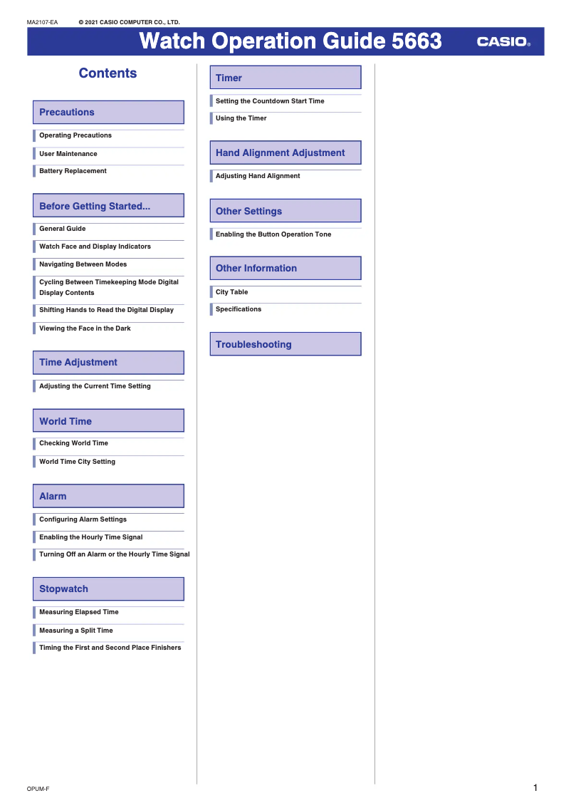 Página 1 del manual Manual de usuario Casio GMS2100PG-1A4