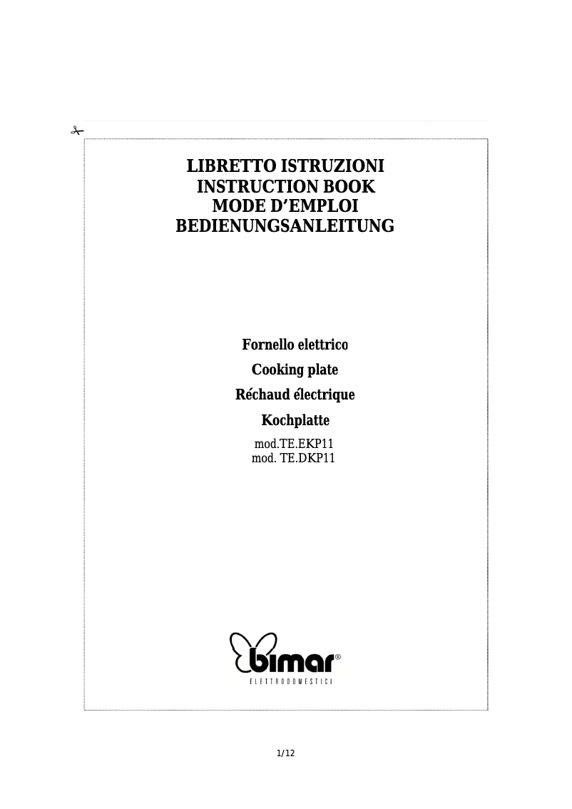 Página 1 del manual Manual de usuario Bimar TE.DKP11