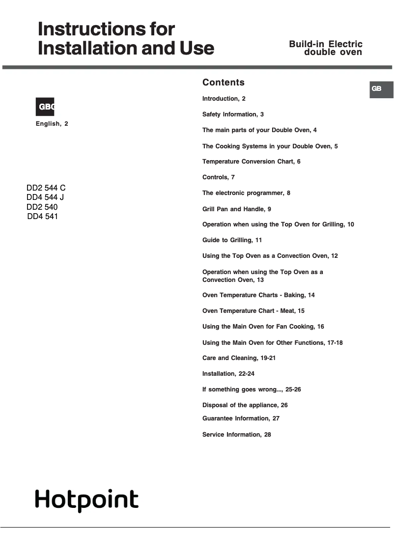 Página 1 del manual Manual de usuario Hotpoint DD4 544 J IX