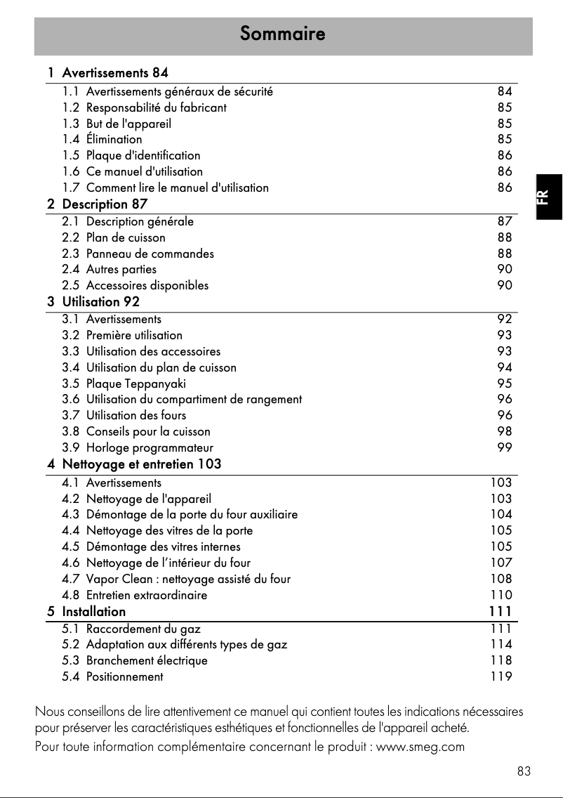 Página 1 del manual Manual de usuario Smeg TR4110SF