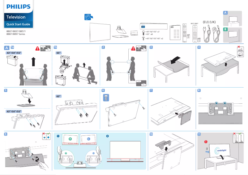 Page 1 of the manual Quick Start Guide Philips 43PUS8887