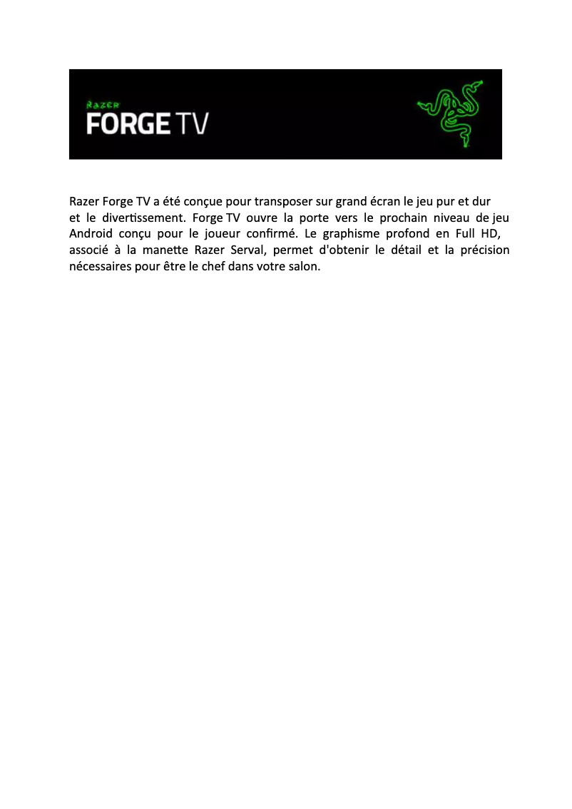 Page 1 of the manual User Manual Razer Forge TV