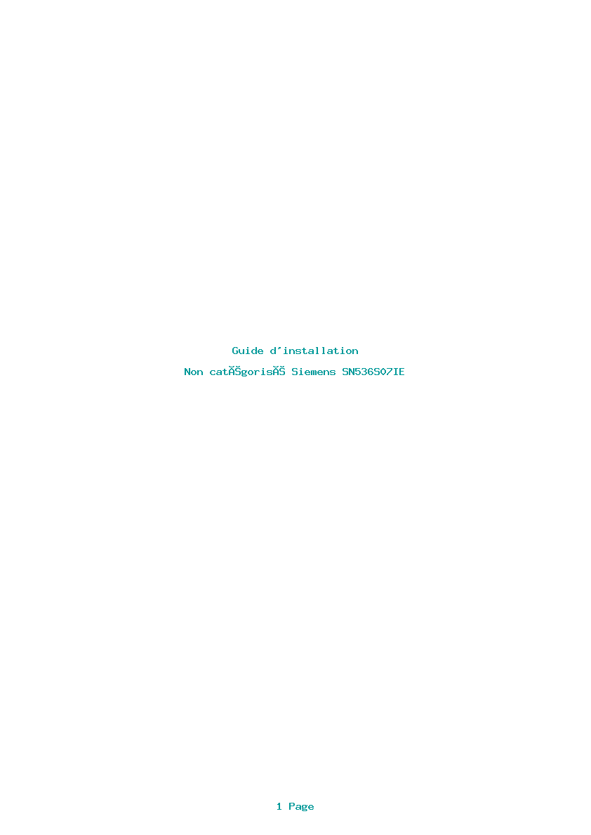 Page 1 de la notice Guide d'installation Siemens SN536S07IE