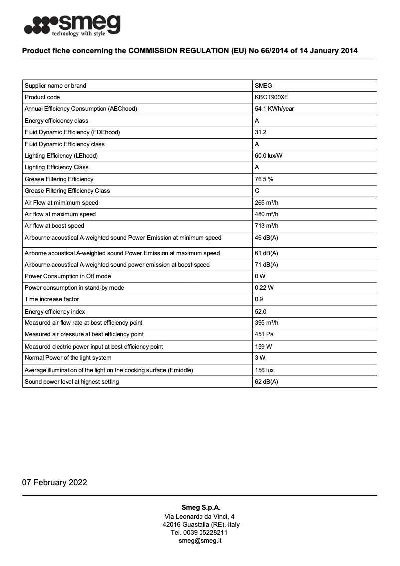 Page 1 de la notice Brochure Smeg KBCT900XE