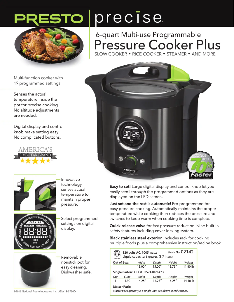 Page 1 de la notice Fiche technique Presto Precise 02142