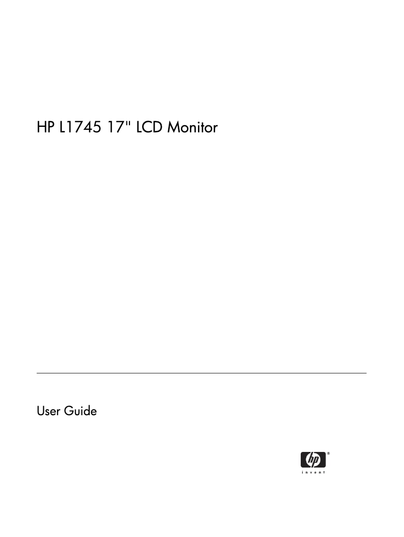 Page n°1 - Manuel utilisateur HP L1745