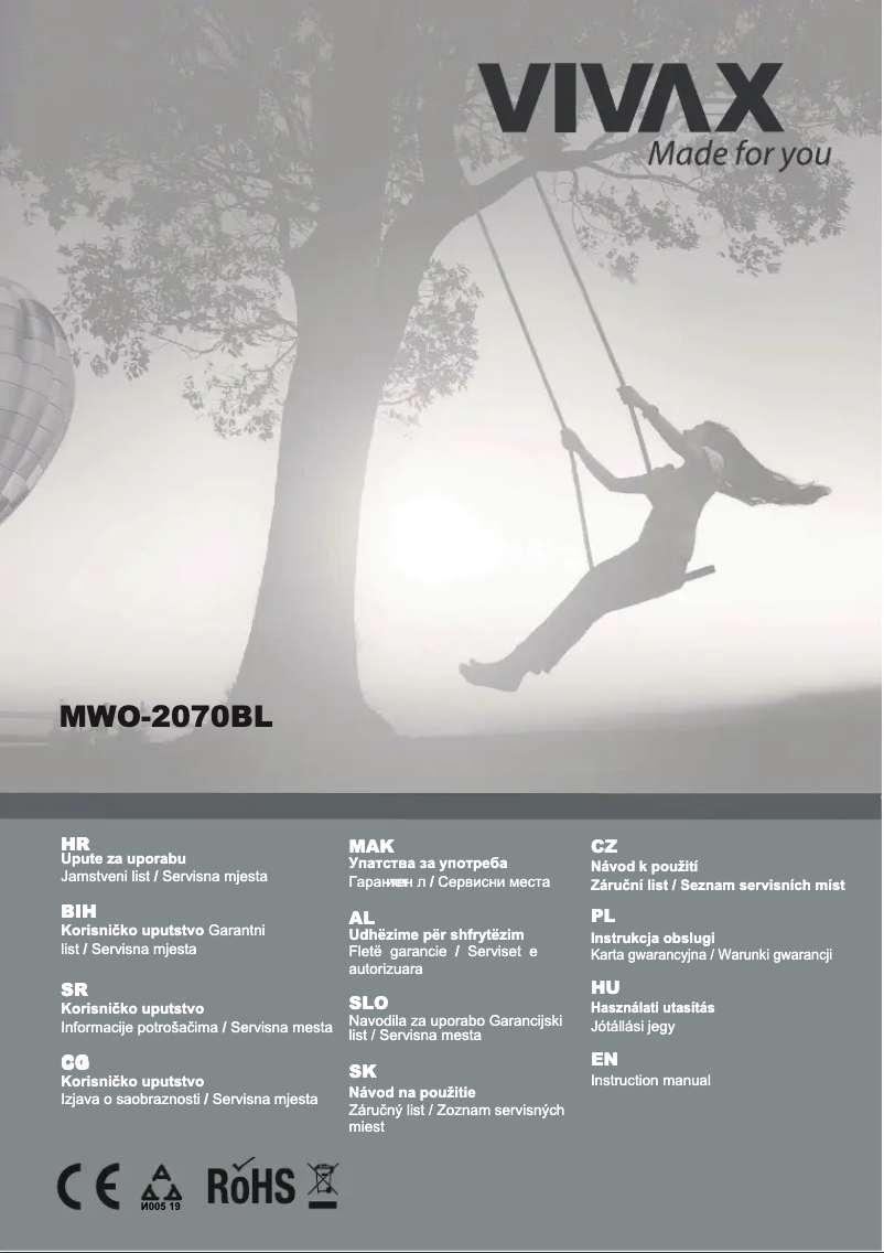 Page 1 de la notice Manuel utilisateur Vivax MWO-2070 BL