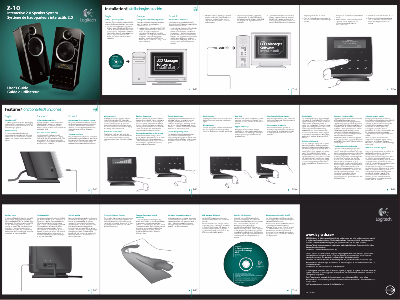 Page 1 de la notice Manuel utilisateur Logitech Z-10