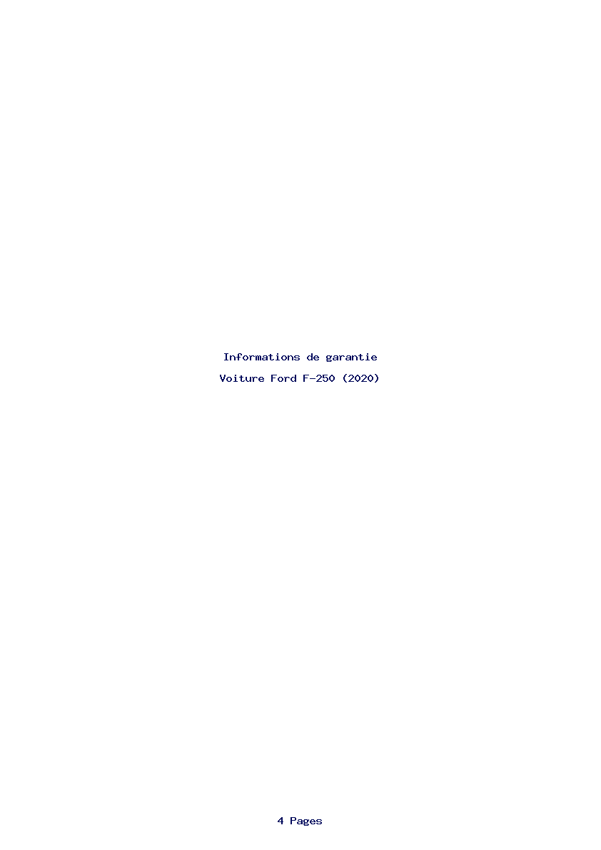 Page 1 de la notice Informations de garantie Ford F-250 (2020)