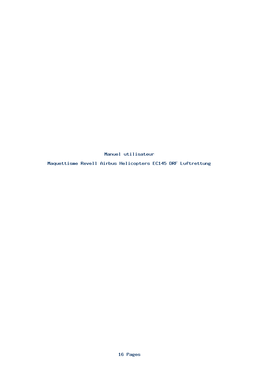 Page 1 de la notice Manuel utilisateur Revell Airbus Helicopters EC145 DRF Luftrettung