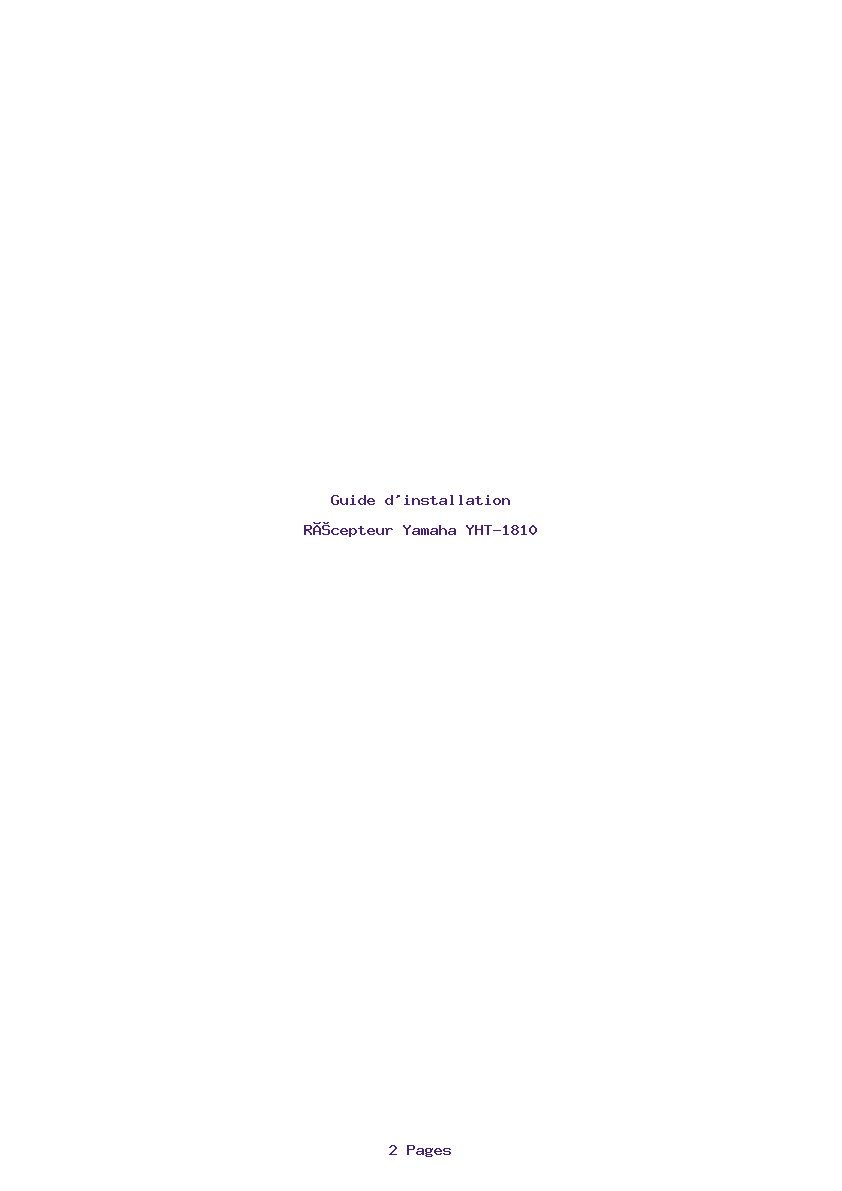 Page 1 de la notice Guide d'installation Yamaha YHT-1810