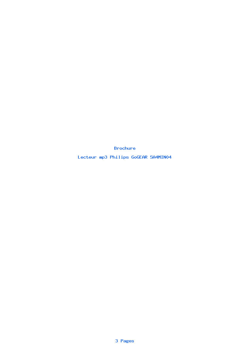 Page 1 de la notice Brochure Philips GoGEAR SA4MIN04