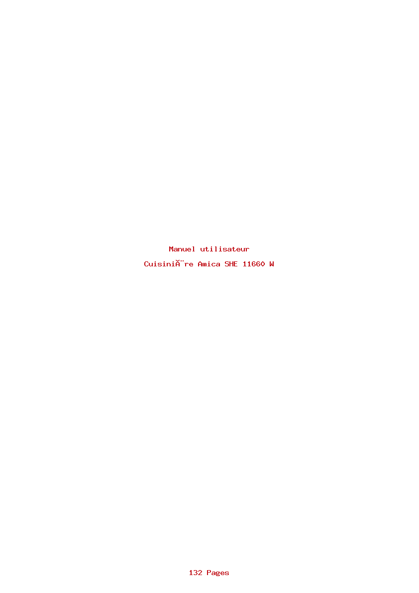 Page 1 de la notice Manuel utilisateur Amica SHE 11660 W