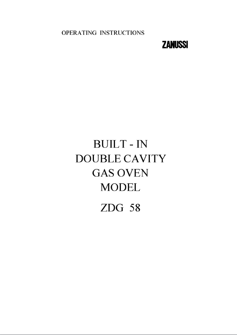 Page 1 de la notice Manuel utilisateur Zanussi ZDG58W