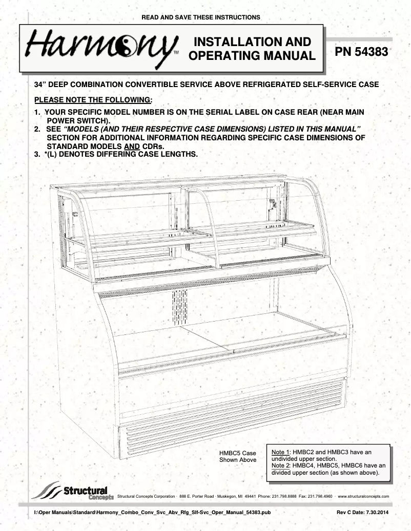 Page 1 de la notice Manuel utilisateur Structural Concepts HMBC4-QS