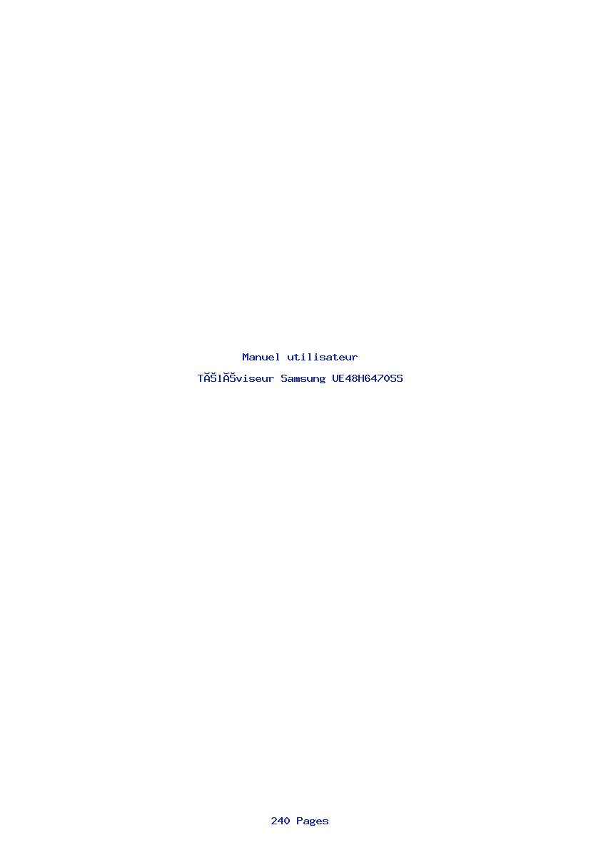 Page 1 de la notice Manuel utilisateur Samsung UE48H6470SS