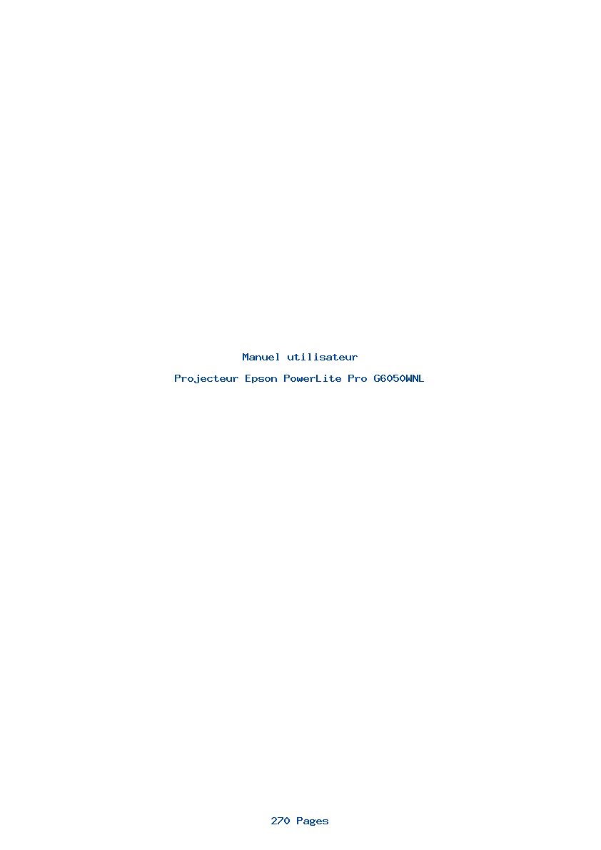 Page 1 de la notice Manuel utilisateur Epson PowerLite Pro G6050WNL