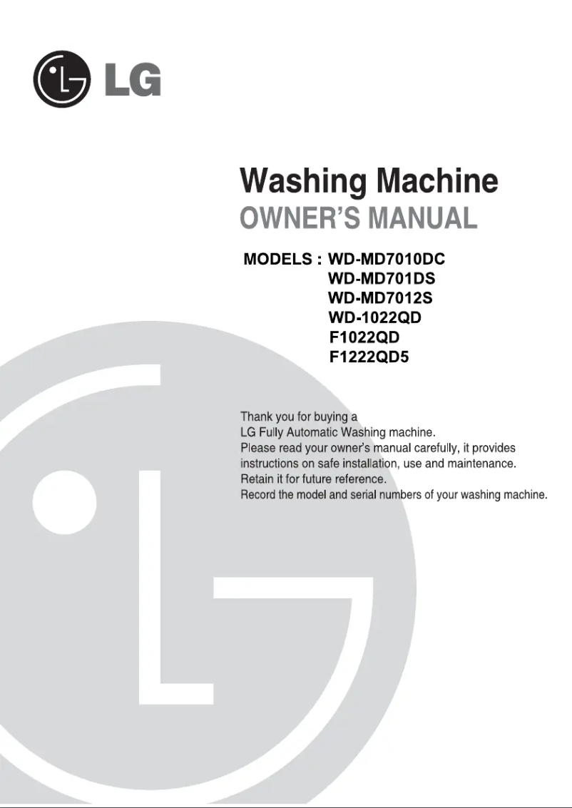 Página 1 del manual Manual de usuario LG WD-1022QD