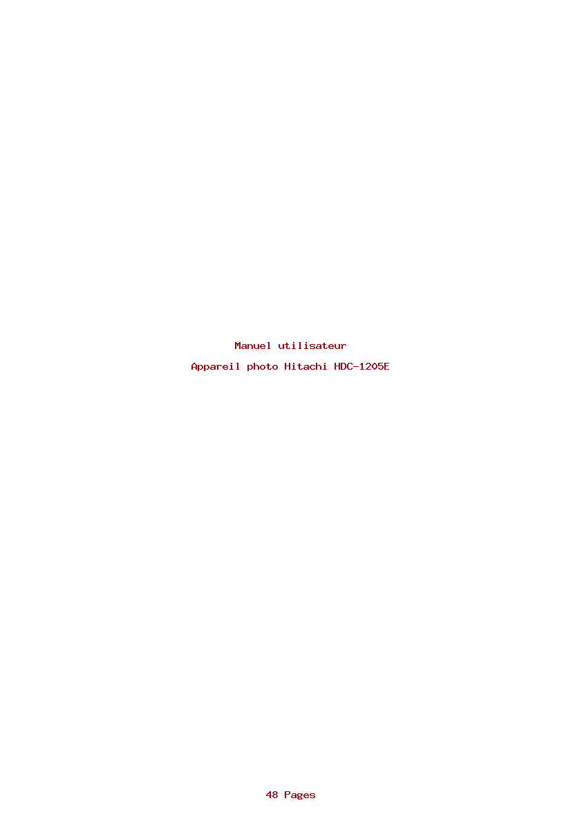 Page 1 de la notice Manuel utilisateur Hitachi HDC-1205E