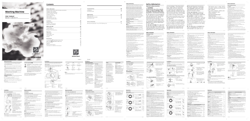 Page 1 de la notice Manuel utilisateur Samsung WW60R20GLSS
