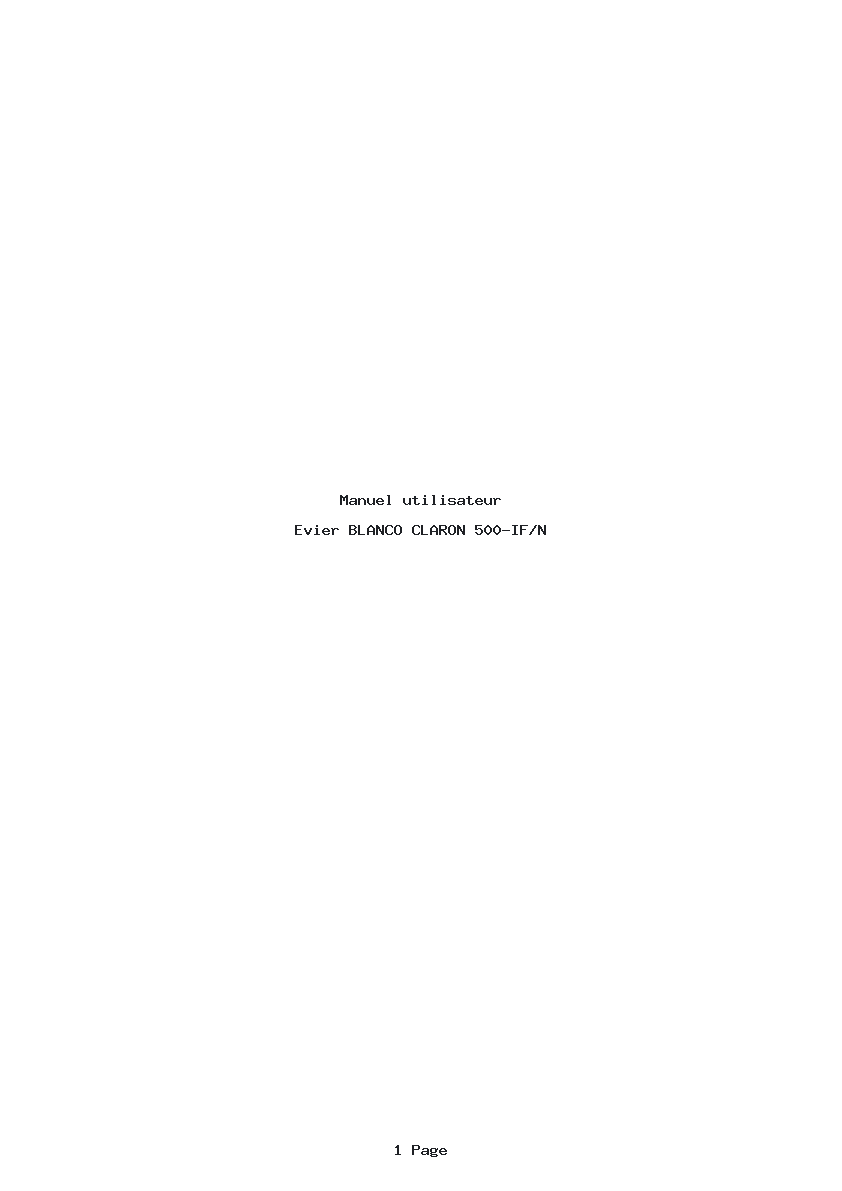 Page 1 de la notice Manuel utilisateur BLANCO CLARON 500-IF/N