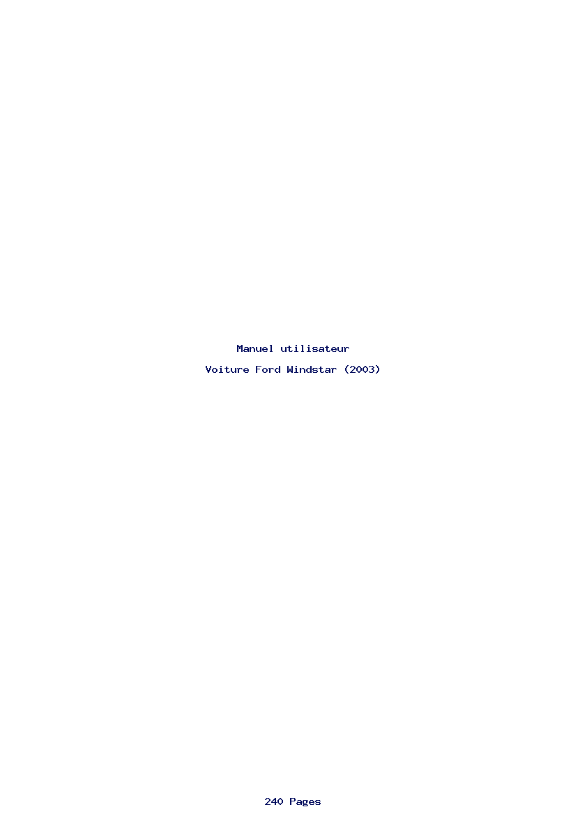 Page 1 de la notice Manuel utilisateur Ford Windstar (2003)
