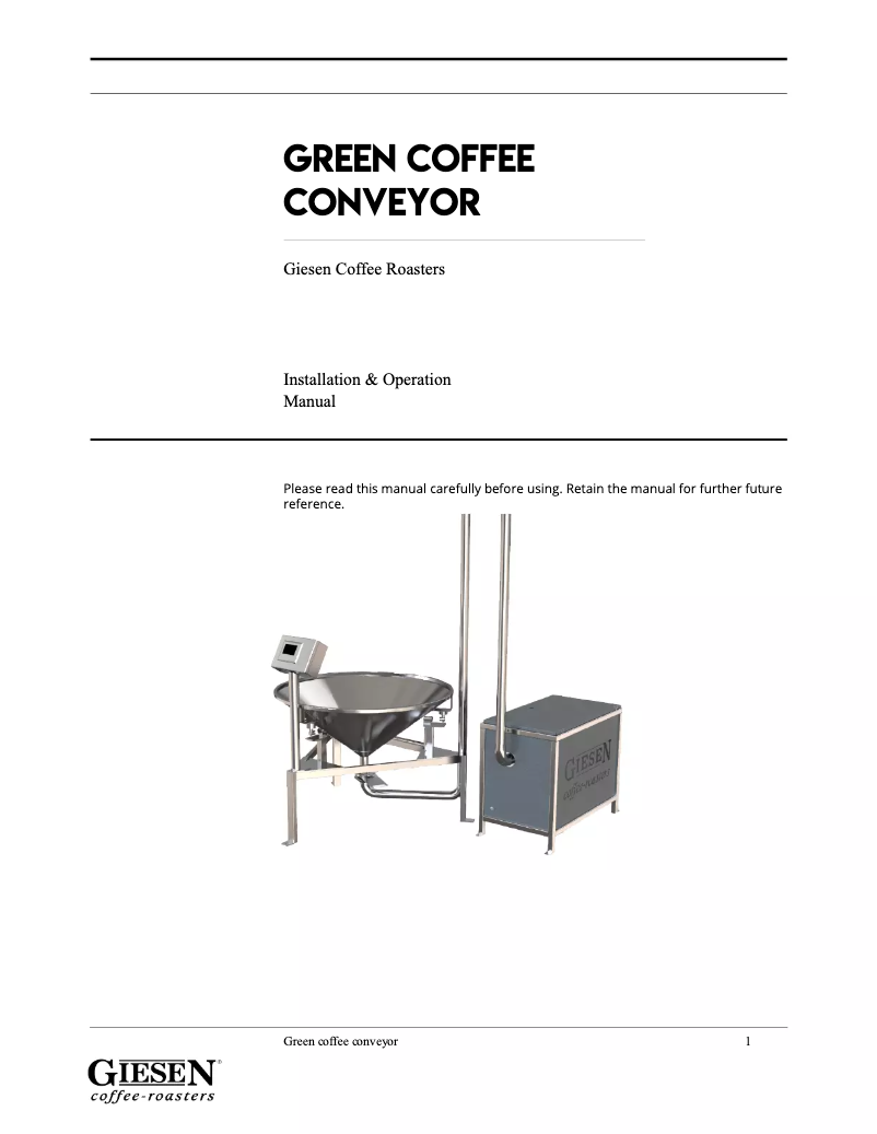 Page 1 de la notice Manuel utilisateur Giesen Coffee Roasters GCC15