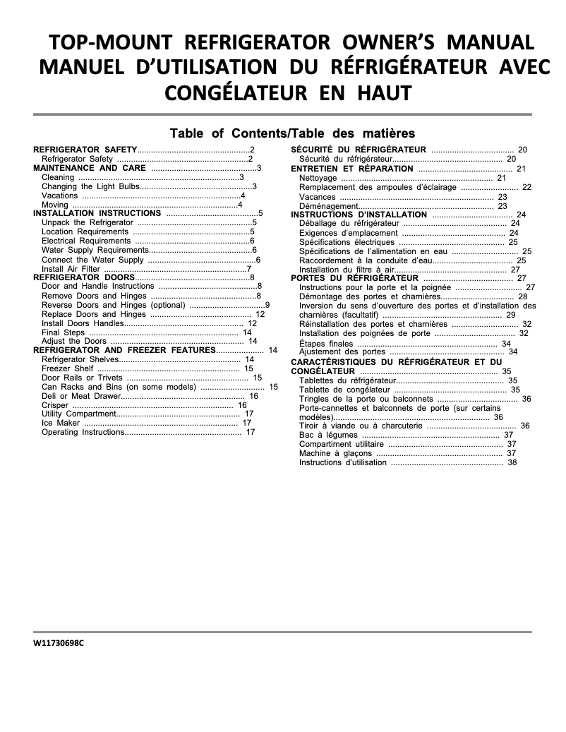 Page 1 of the manual User Manual Whirlpool WRT518SZFM