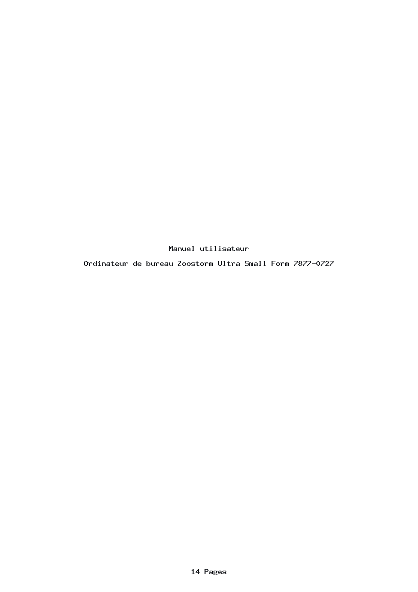 Page 1 de la notice Manuel utilisateur Zoostorm Ultra Small Form 7877-0727