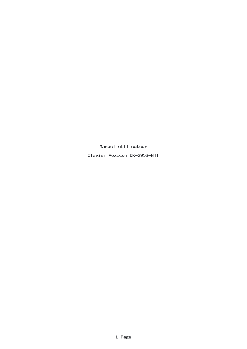 Page 1 de la notice Manuel utilisateur Voxicon DK-295B-WHT