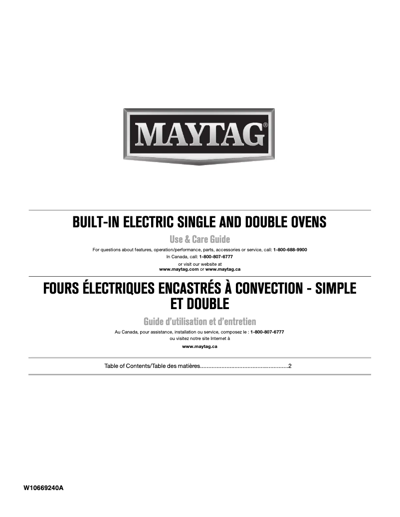 Page 1 de la notice Manuel utilisateur Maytag MEW7530DE