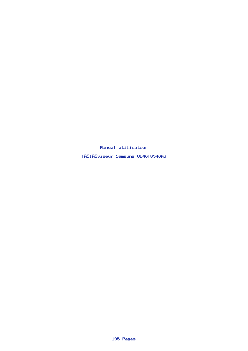 Page 1 de la notice Manuel utilisateur Samsung UE40F6540AB