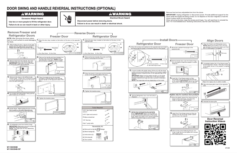 Page 1 de la notice Instructions / montage Whirlpool WRT519SZDM