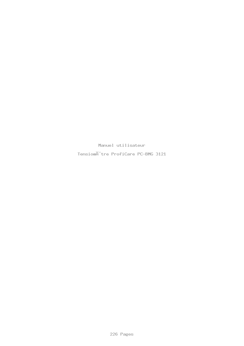 Page 1 de la notice Manuel utilisateur ProfiCare PC-BMG 3121