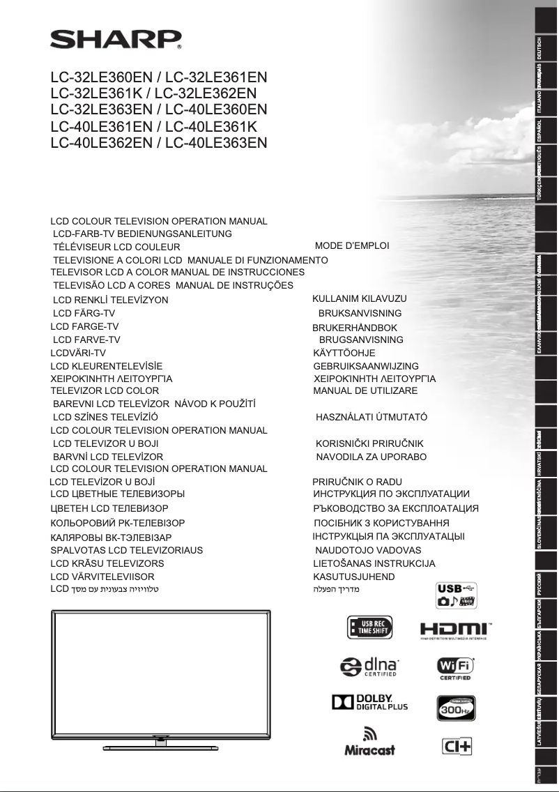 Page 1 de la notice Manuel utilisateur Sharp LC-40LE362EN-BK