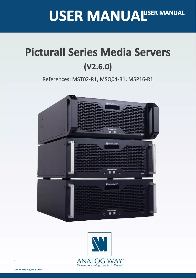 Page 1 de la notice Manuel utilisateur Analog Way Picturall Quad