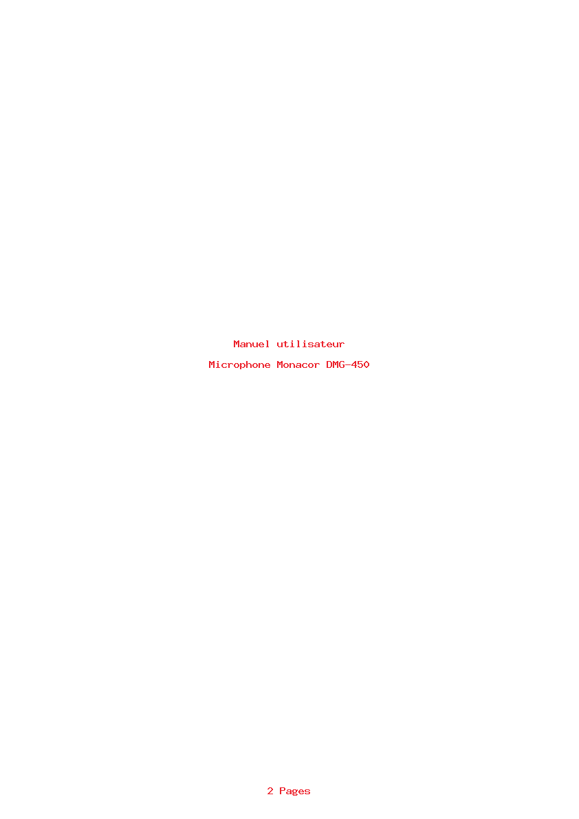 Page 1 de la notice Manuel utilisateur Monacor DMG-450