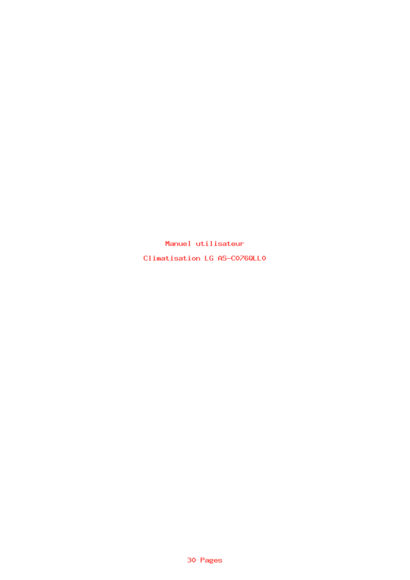 Page 1 de la notice Manuel utilisateur LG AS-C076QLL0