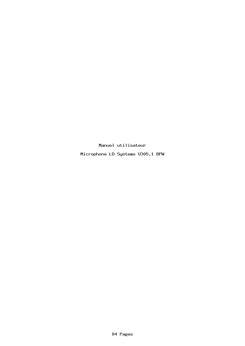 Page 1 de la notice Manuel utilisateur LD Systems U305.1 BPW