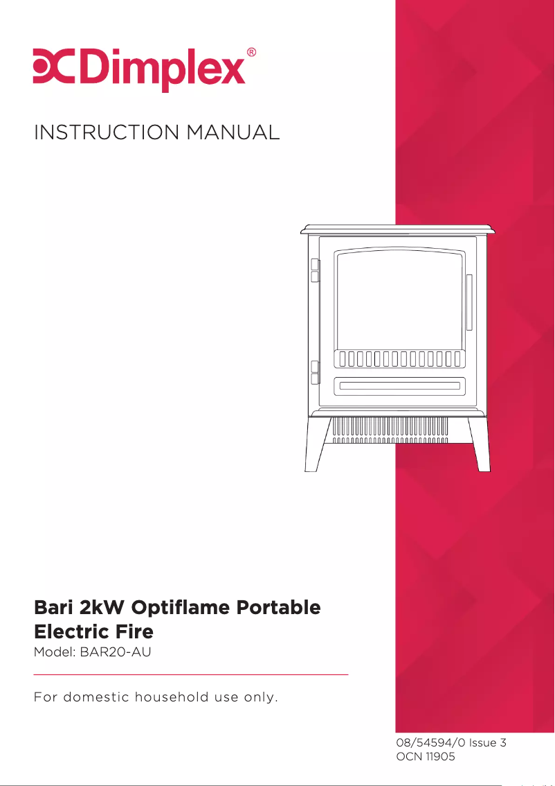 Page 1 de la notice Manuel utilisateur Dimplex Bari BAR20