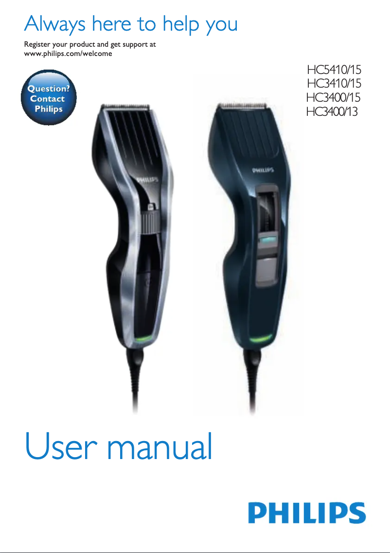 Page 1 of the manual User Manual Philips Series 3000 HC3400