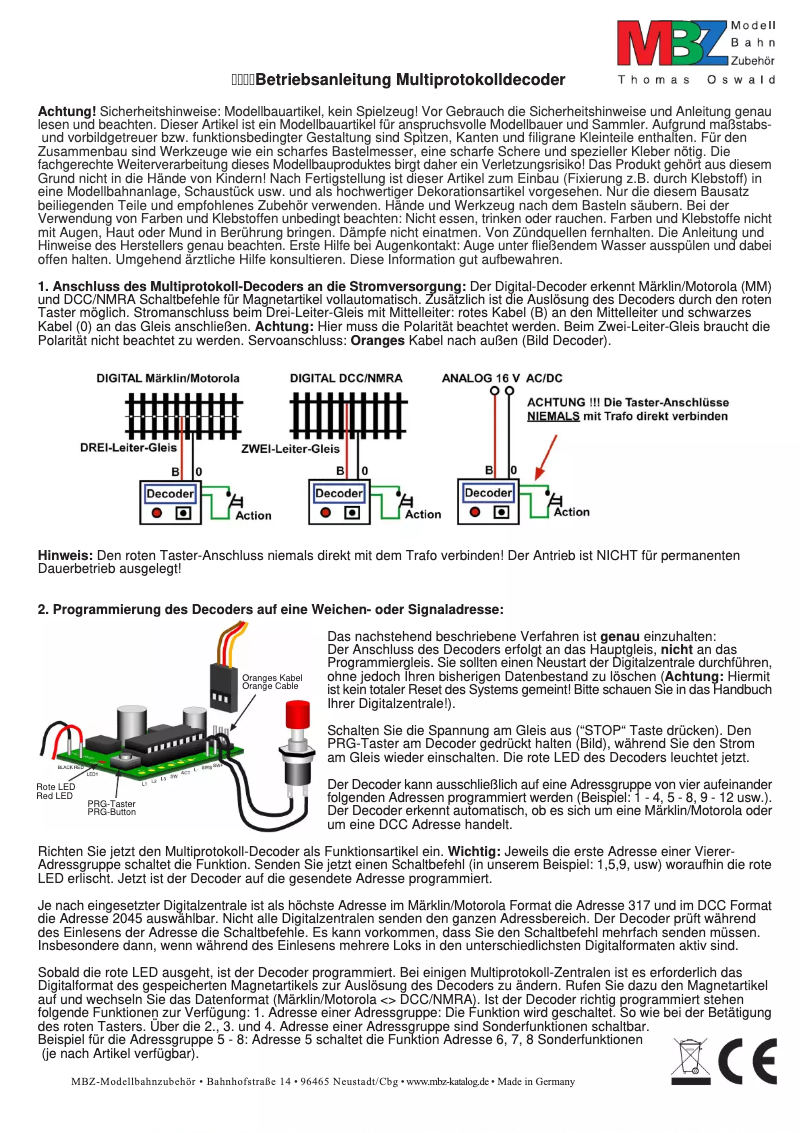 Página 1 del manual Manual de usuario MBZ 73003