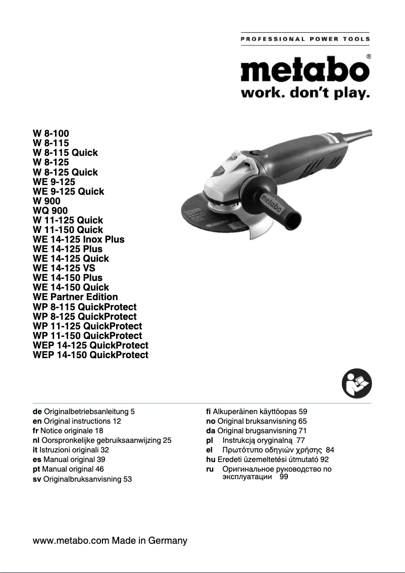 Page 1 of the manual User Manual Metabo WP 8-115 QuickProtect
