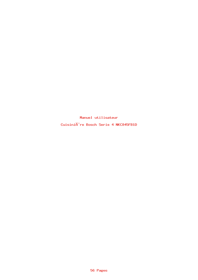 Page 1 de la notice Manuel utilisateur Bosch Serie 4 NKC845FB1D
