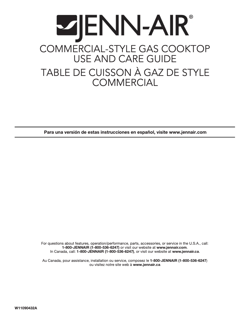 Página 1 del manual Manual de uso y mantenimiento JennAir JGCP536WP