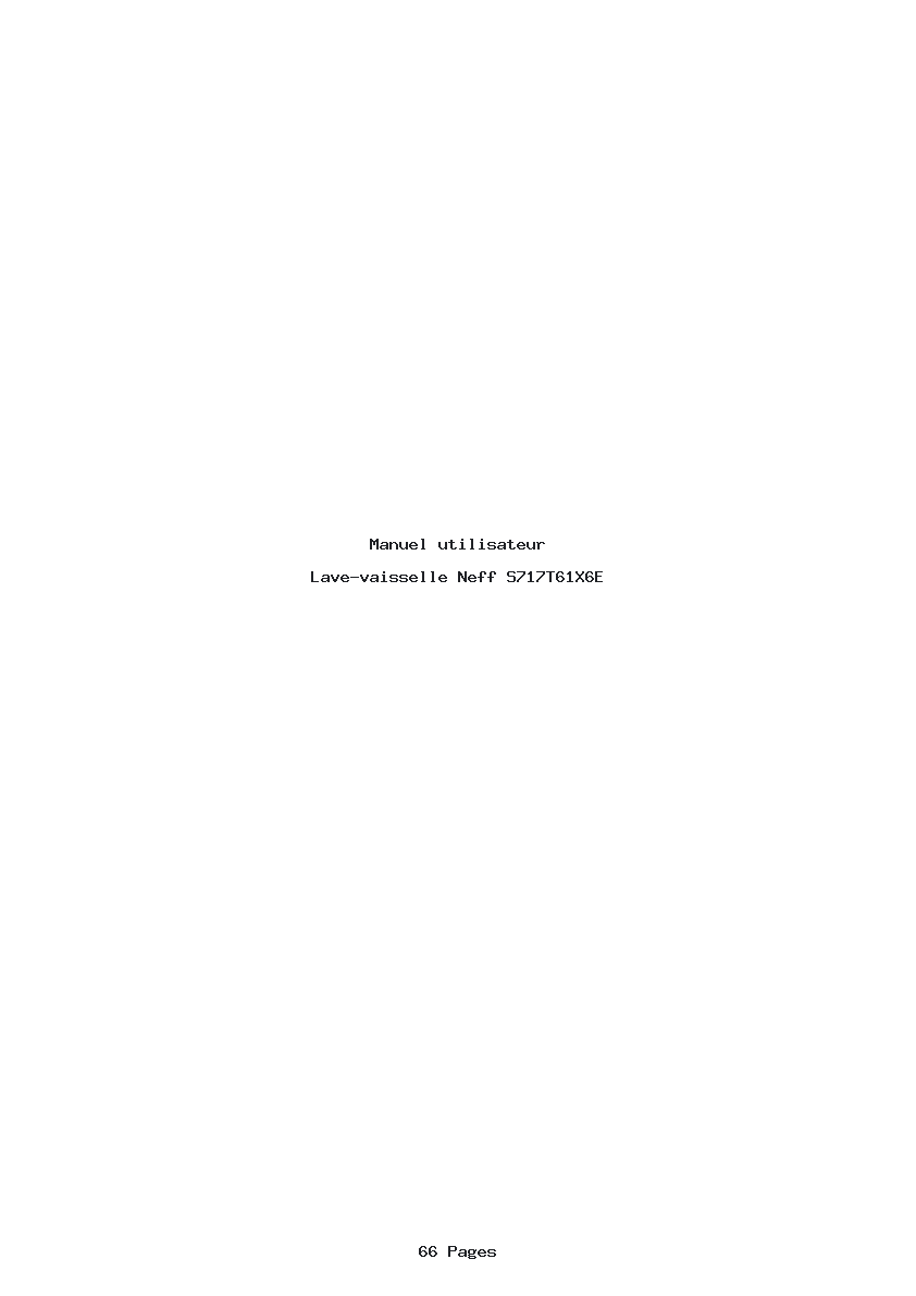Page 1 de la notice Manuel utilisateur Neff S717T61X6E