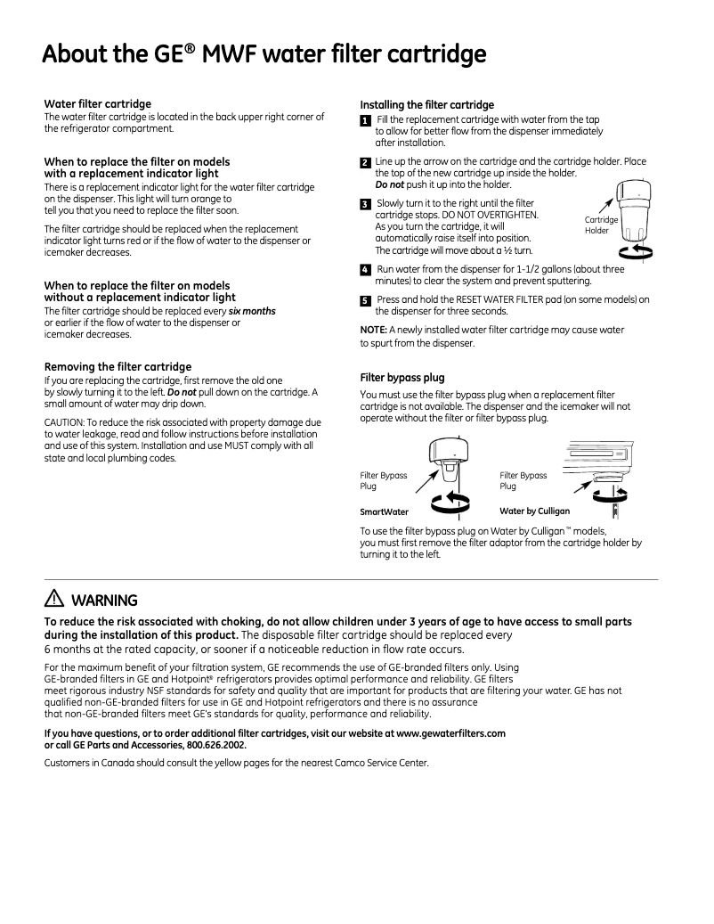 Página 1 del manual Manual de usuario GE MWF3PK
