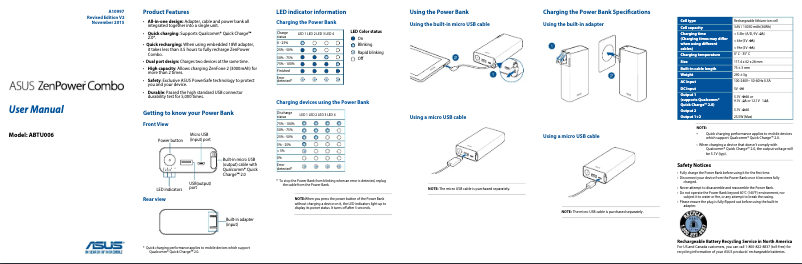 Page 1 de la notice Manuel utilisateur Asus ZenPower Combo